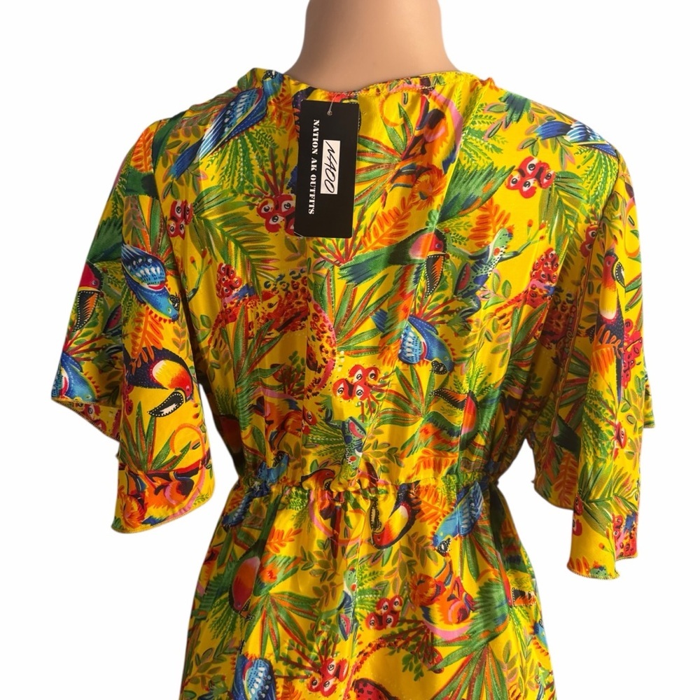 Nation AK Outfits Floral V-Neck Maxi Dress Yellow and Red - Picture 6 of 7